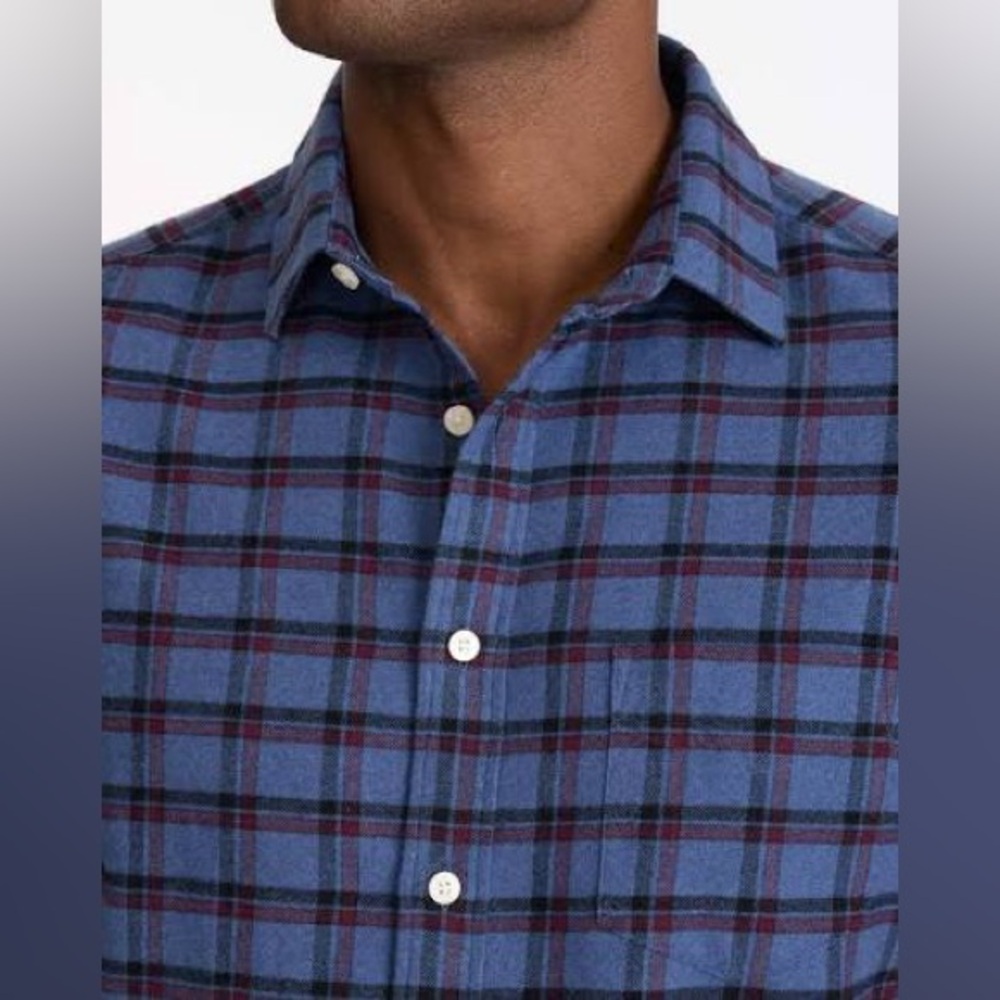 UNTUCKit mens L Large blue plaid slim fit Scavino flannel shirt EUC